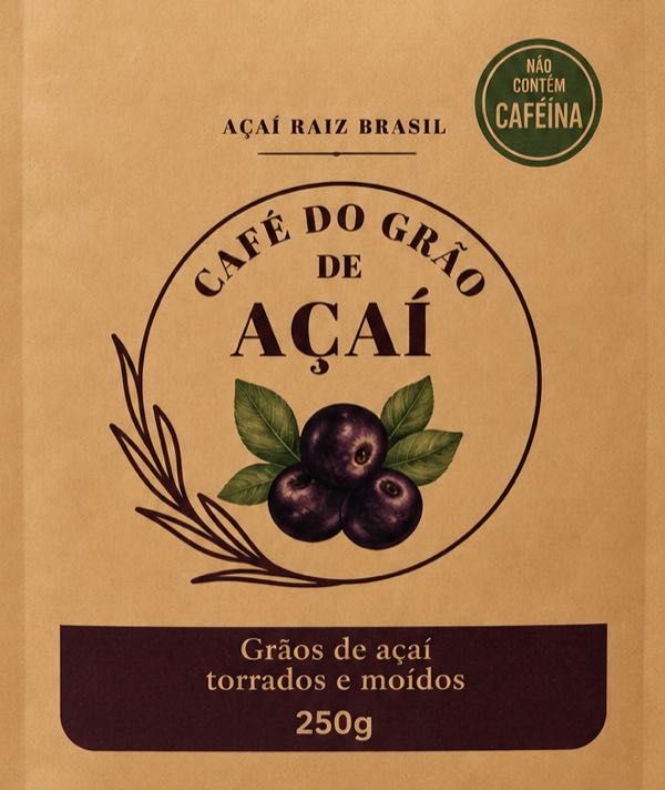 Embalagem kraft de 250g do Café do grão de açaí, com selo de não contém cafeína